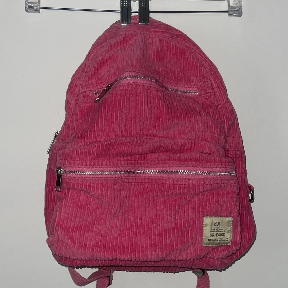 Pink urban outfitters corduroy backpack